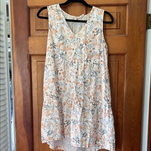 Floral Sleeveless Dress in Peach and Dusty Blue